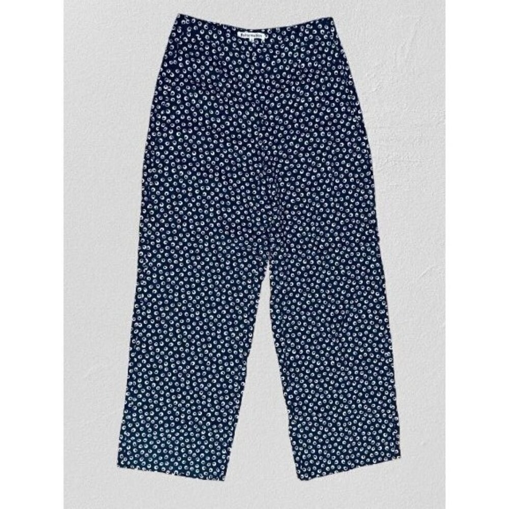 Reformation Wide Leg Pants Blue White dots print Size 2